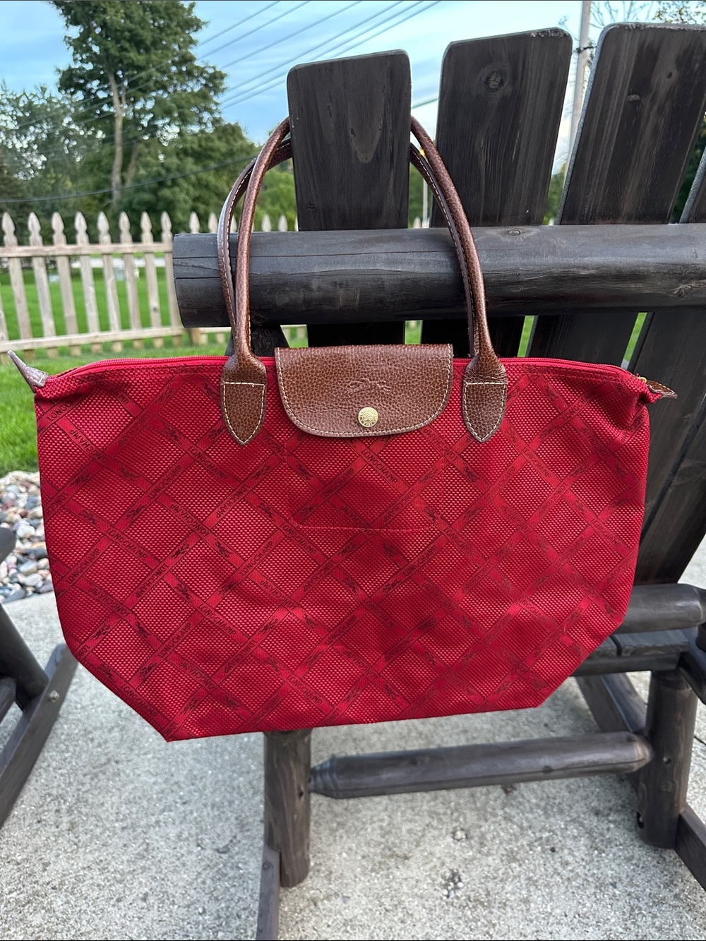 Longchamp LM Jacquard Tote Bag in Red
